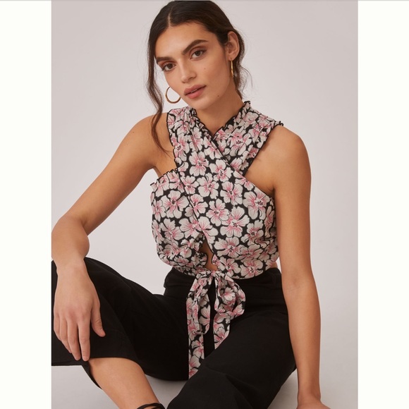 Anthropologie Tops - New with tags Anthropologie Let me Be Twisted Halter Cropped Top Pink Combo sz L